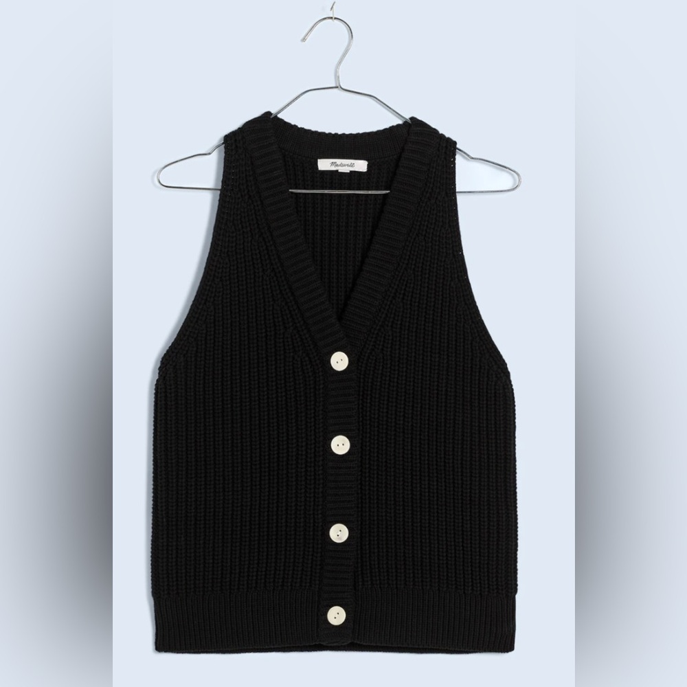 Madewell Cutaway Black V-Neck Sweater Vest XS